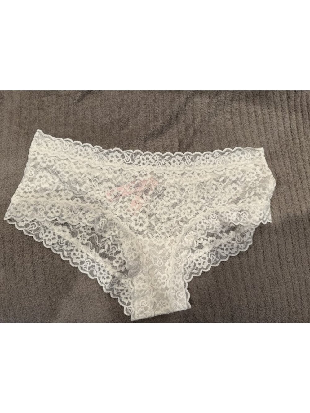 VICTORIA'S SECRET XL IVORY CREAM CHEEKY COTTON LACE PANTIES NWT